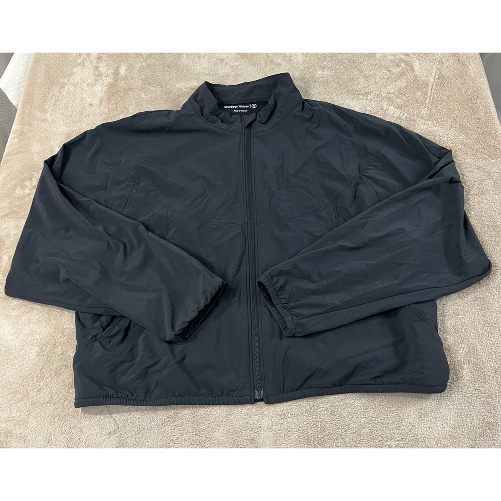 Outdoor Voices Jacket Women Size XL Black Crop Mock Neck Track Jacket EUC